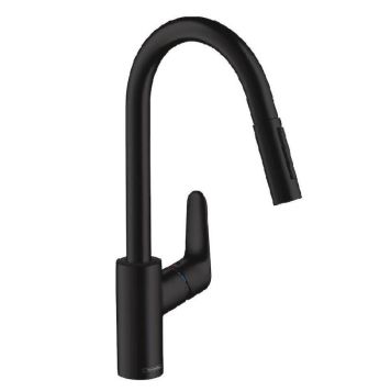 Hansgrohe Focus M41 1-grebs køkkenarmatur 240, med udtræksbruser, 2jet mat sort