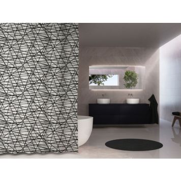 Debel badeforhæng Criss-Cross sort/hvid 180x230 cm