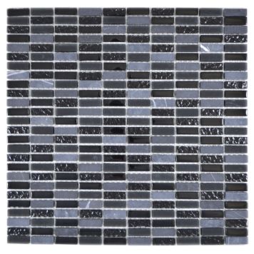 Mosaik Mix sort & grå 31 x 32,5 cm