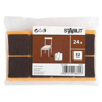 Stabilit filtpuder selvklæbende brun 32x32 mm 24 stk