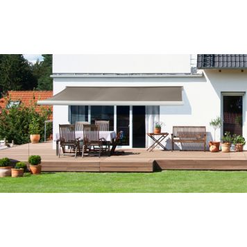 Outfit markise hellukket m/motor og LED taupe 350x300 cm