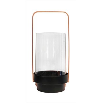 Garden Life lanterne metal/glas m/kobberhåndtag H28 cm