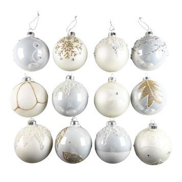 Det Gamle Apotek julekugle glas hvid Ø8 cm ass. 