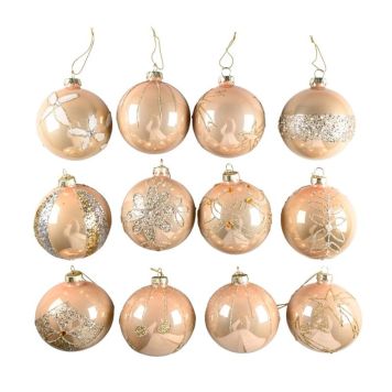 Det Gamle Apotek julekugle glas champagne glimmer Ø8 cm ass. 