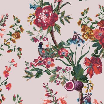 Joules Forest Chinoiserie tapet blomster 10,05x0,52m lyserød