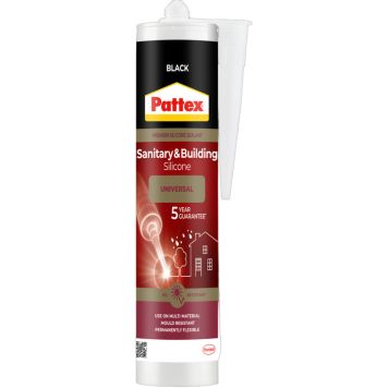 Pattex Sanitet & Byg silikone fugemasse sort 280 ml