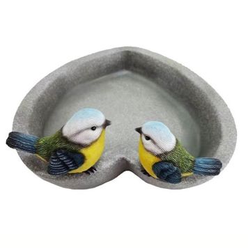 GardenLife fuglebad hjerteformet m/2 fugle plast 21,7x21,2x9,7 cm