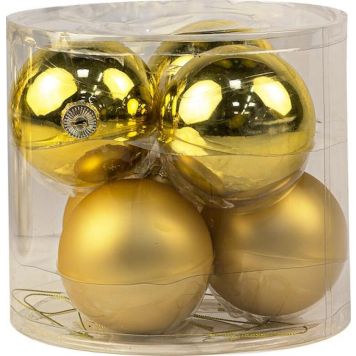 Julekugler guld glas Ø8 cm 6 stk.