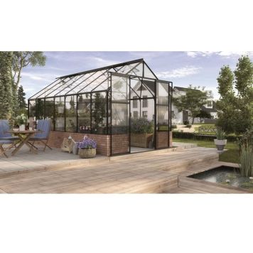 Vitavia drivhus Cassandra 11,5 m² sort 3 mm hærdet glas inkl. cresting