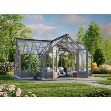 Palmako havestue Emilia malet mørkegrå 19,1 m²