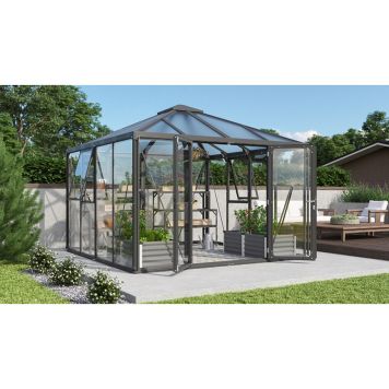 Vitavia drivhus Fortuna 10,2 m² sort 3 mm hærdet glas