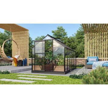 Vitavia drivhus Venus 7,5 m² sort 3 mm delt glas inkl. sokkel