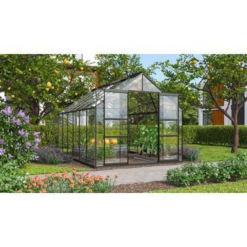 Vitavia drivhus Mars 9,9 m² sort 3 mm delt glas 