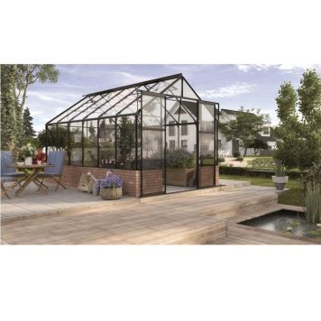 Vitavia drivhus Cassandra 9,9 m² sort 3 mm hærdet glas inkl. cresting