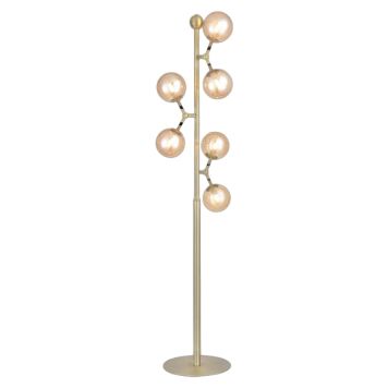 Halo Design gulvlampe Atom 6L rav-messing Ø37cm H155cm