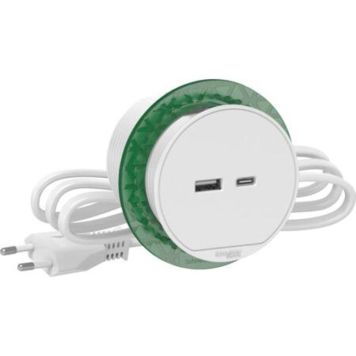 Bord stikkontakt enkelt med USB A/C hvid