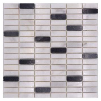 Mosaik Koloni natursten sort/hvid 30,5 x 30,5 cm
