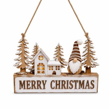 Det Gamle Apotek skilt Merry Christmas træ 22x16 cm