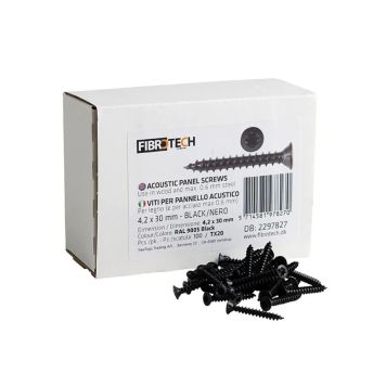 Fibrotech skruer til akustikpanel 4,0x30 mm TX20 sort 100 stk