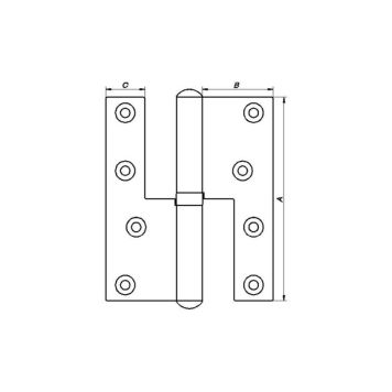 PN Hængsel venstre messing 130x45 mm