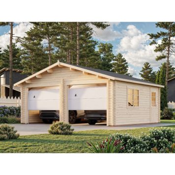 Palmako garage Roger ubehandlet 28,4 m² inkl. 2 ledhejseporte