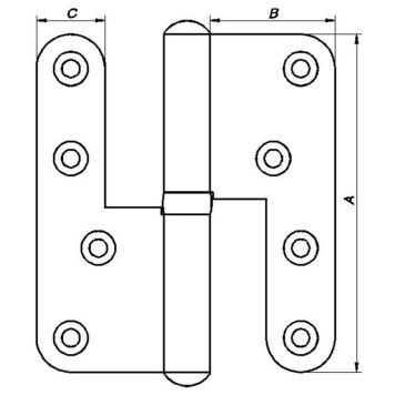 PN Hængsel venstre messing 123x45 mm 