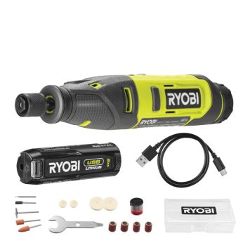 Ryobi roterende multiværktøj RT4120GA15 15 m/15 dele, batteri & lader