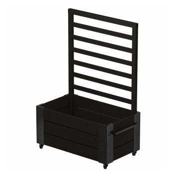Plus blomsterkasse Cubic m/espalier og hjul sort 130 cm 