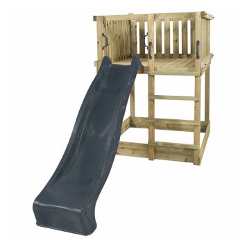 Plus legetårn Play trykimpræg. inkl. gråsort rutsjebane 