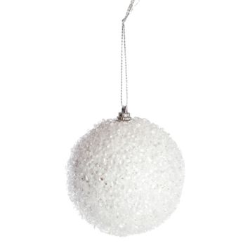 Det Gamle Apotek julekugle glas hvid m/glitter Ø8 cm