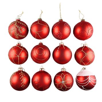 Det Gamle Apotek julekugle glas rød Ø8 cm ass. 