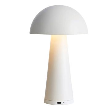 Markslöjd dæmpbar genopladelig bordlampe Fungi hvid