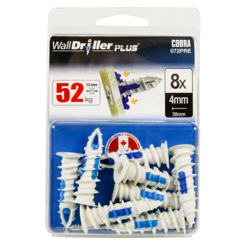 Gipsplade dybel 4 mm + skruer x8