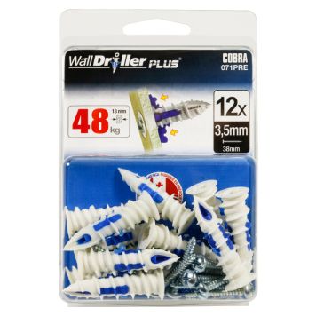 Gipsplade dybel 3,5 mm + skruer x12