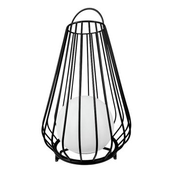 Dyberg Larsen lanterne Evesham sort m/solceller og USB-C H48 cm