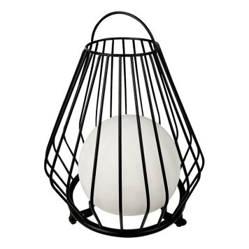 Dyberg Larsen lanterne Evesham sort m/solceller og USB-C H23 cm