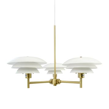 Dyberg Larsen DL20 pendel 'lysekrone' hvid/messing 3xG9 Ø50 cm