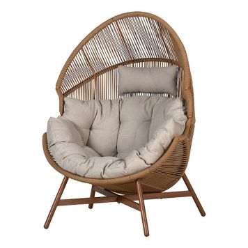 Outfit Clara loungestol rattan natur/grå inkl. hynde