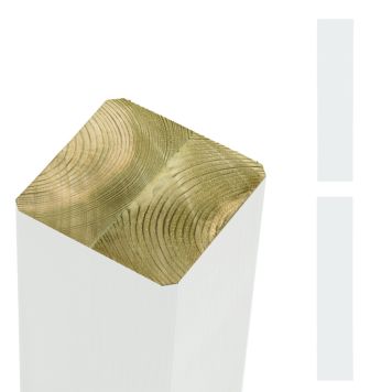 Plus stolpe/drager omlimet lige afskåret hvid 9x9x208 cm