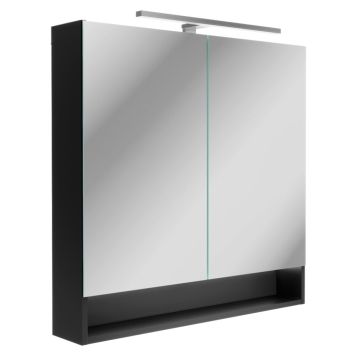 Camargue spejlskab LED sort 80x79,8x15,3 cm