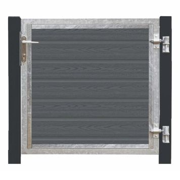 Plus låge Artura komposit grå højre 115x95 cm m/sorte stolper