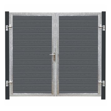 Plus dobbeltlåge Artura komposit grå 213x175 cm m/sorte stolper
