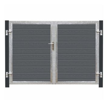 Plus dobbeltlåge Artura komposit grå 213x135 cm m/sorte stolper