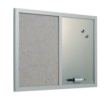 Kombitavle stof/whiteboard perle/sølv 60x45 cm