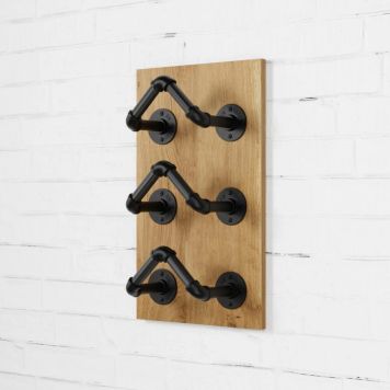 Rusticline væghængt vinholder Set 16 sort u/bagplade 40x28 cm