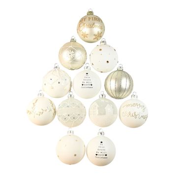 Det Gamle Apotek julekugle glas hvid Ø8 cm