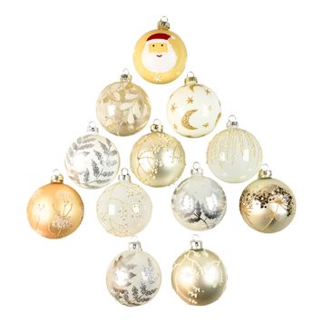 Det Gamle Apotek julekugle glas guld/hvid Ø8 cm