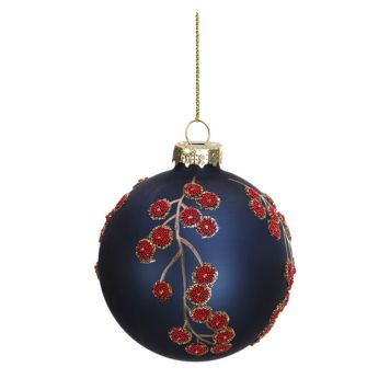 Det Gamle Apotek julekugle glas blå/rød Ø8 cm