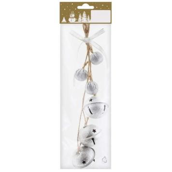 Julepynt klokker metal sølv 23 cm