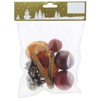 Julepynt kogler og frugt til deko